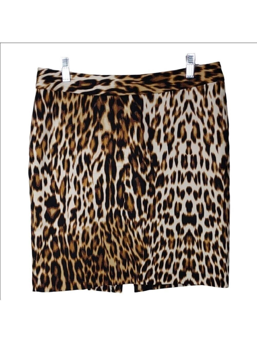 Worthington Leopard Animal Print Zipper Hook Back Closure Mini Pencil Skirt